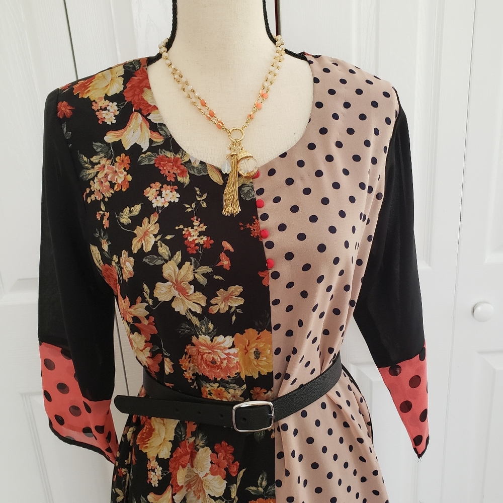 Gorgeous 2 Different Pattern Dress - image 3